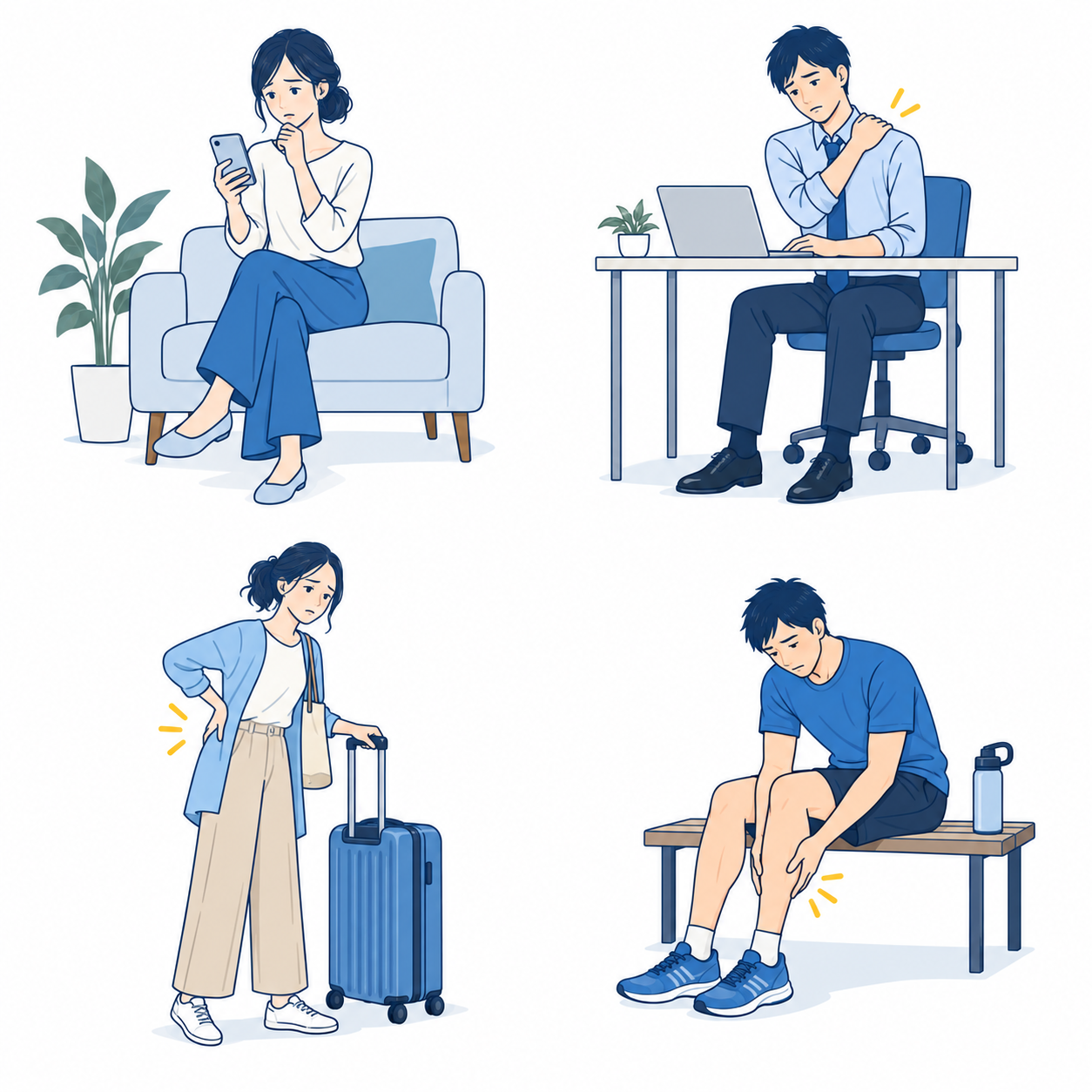 スマートフォンを見ながら、相談先が見つからず困っている女性